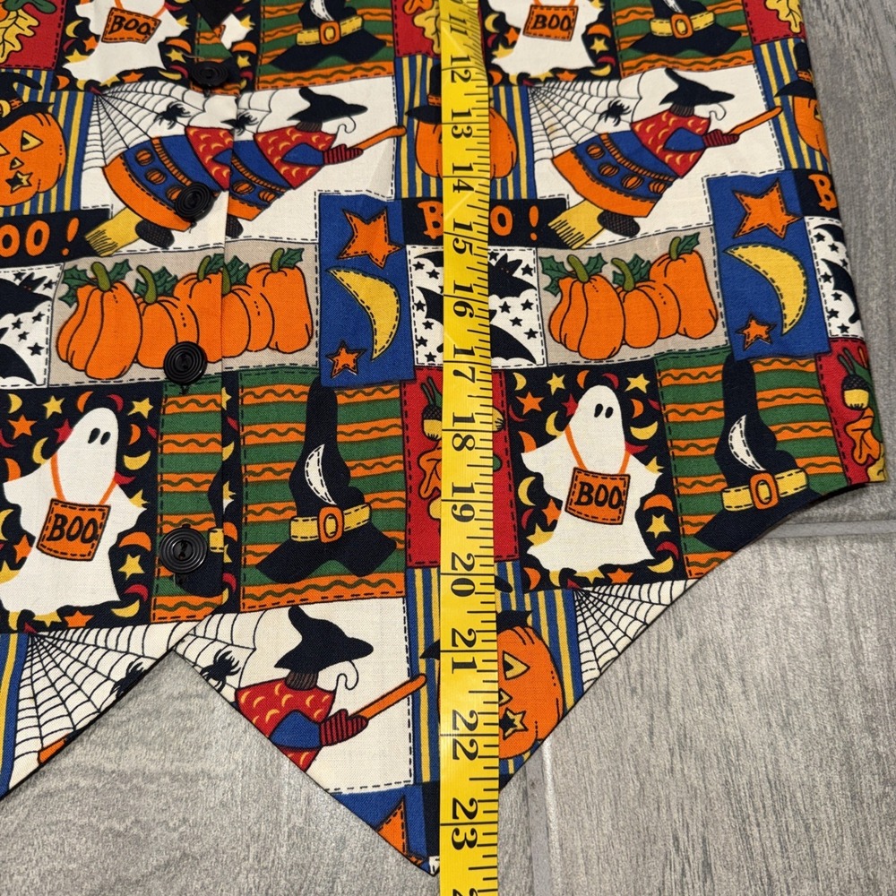 Vintage Basic Editions Halloween Vest Women's Large Witches Pumpkins Ghosts - Picture 4 of 6